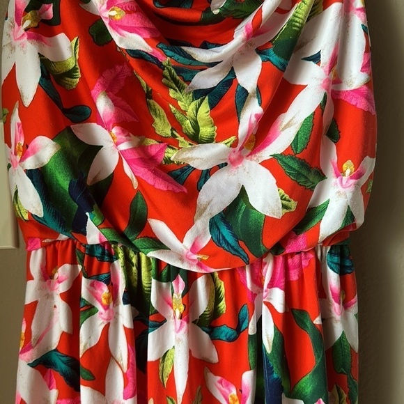 EXPRESS Floral Sleeveless Drape Neck Mini Dress - Picture 4 of 7
